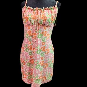 Spaghetti strap sundress umpire waste with ruffle trim
